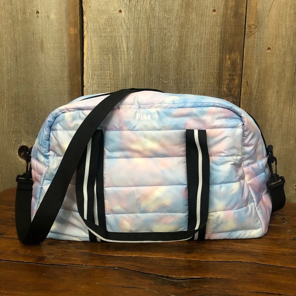 NWOT PINK Victoria’s Secret Tie Dye Duffle Bag Pink Blue Watercolor